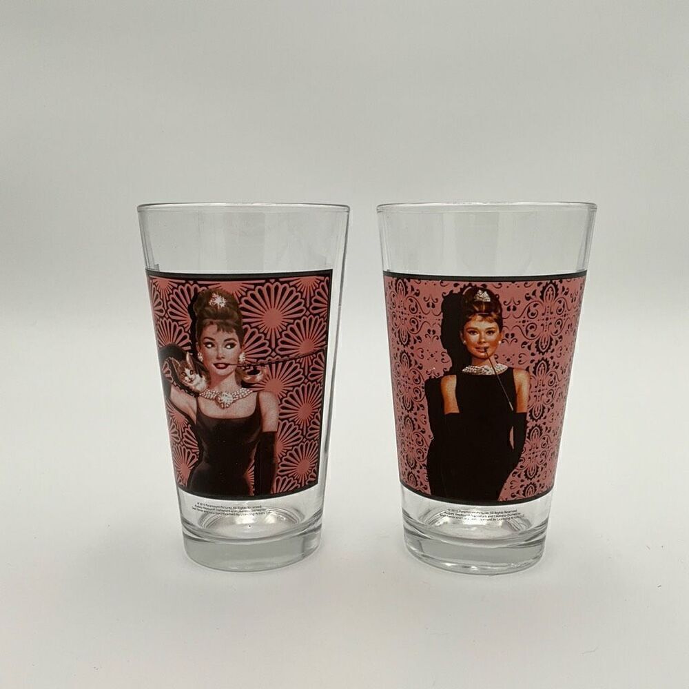 Set Of 2 AUBREY HEPBURN 16 oz Glasses